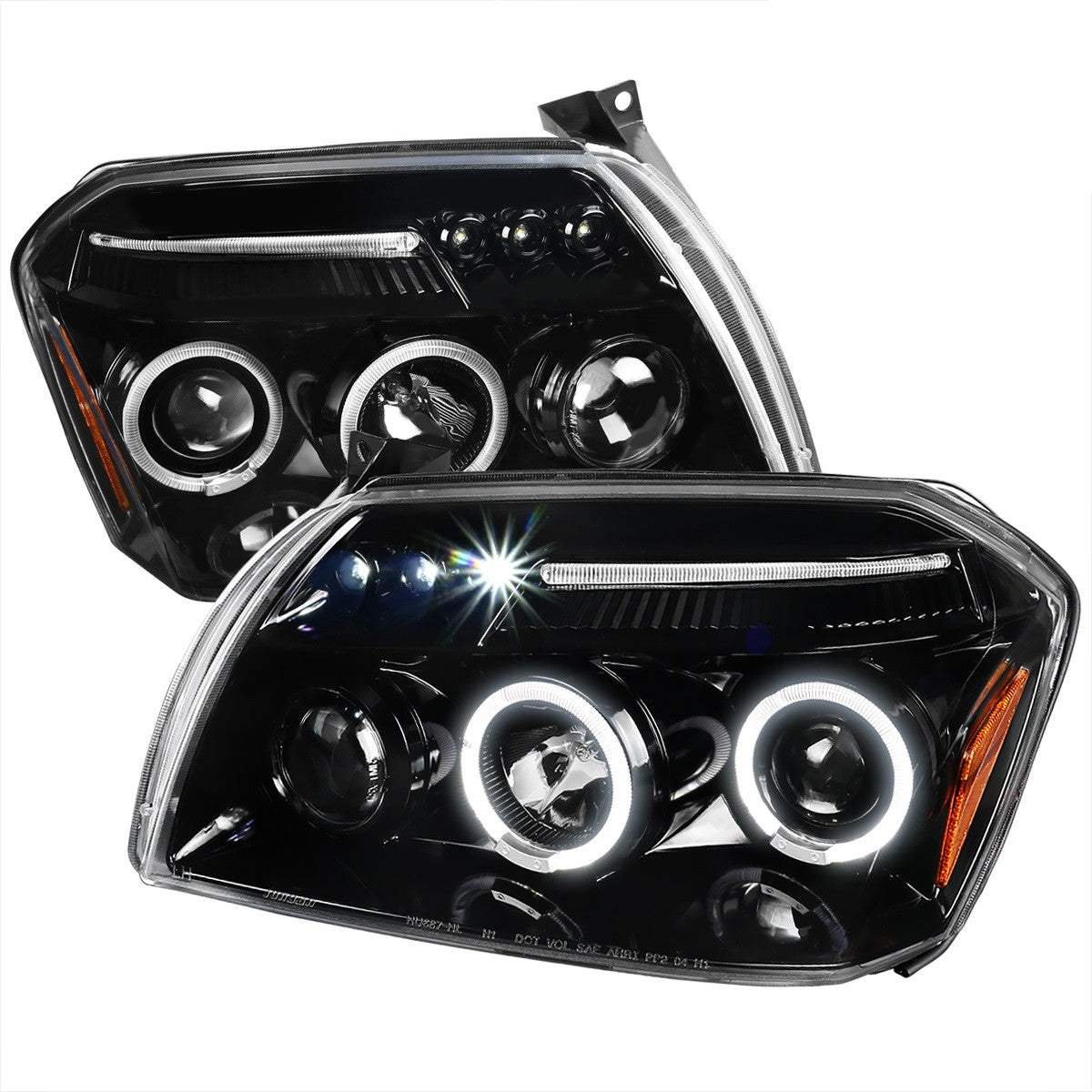 Spec-D 05-07 Dodge Magnum Headlights Dual Halo Projector Jet Black