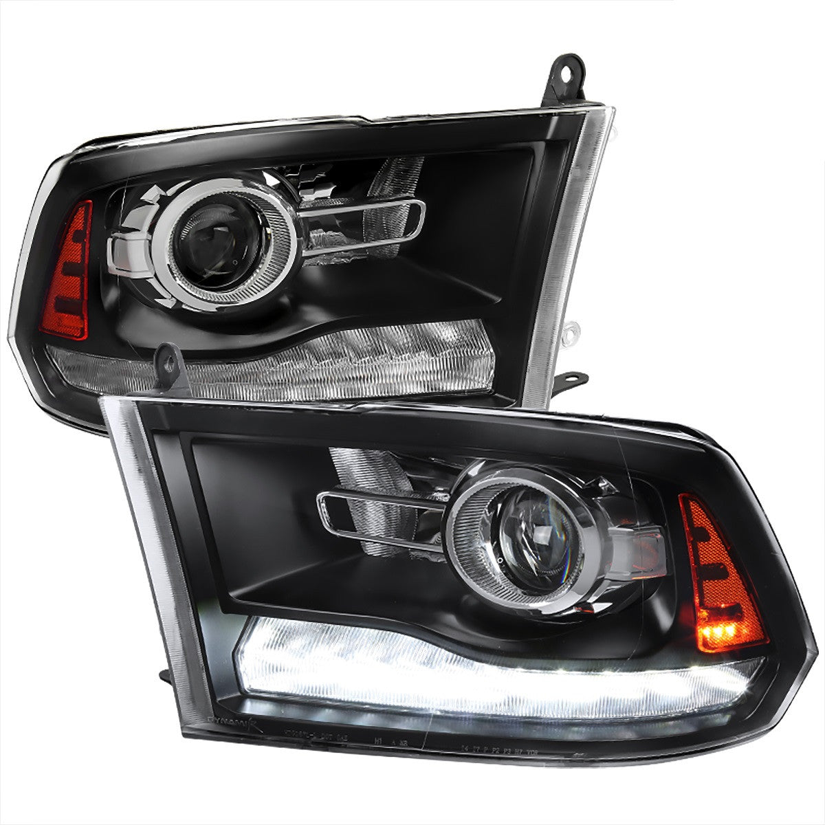 Spec-D 09-18 Ram 1500 2500 3500 Headlights Sequential LED Bar Black