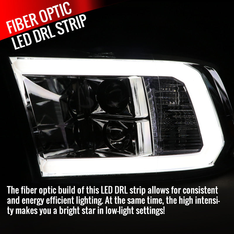 Spec-D 09-18 Dodge Ram 1500 2500 3500 LED C-Bar Headlights Chrome