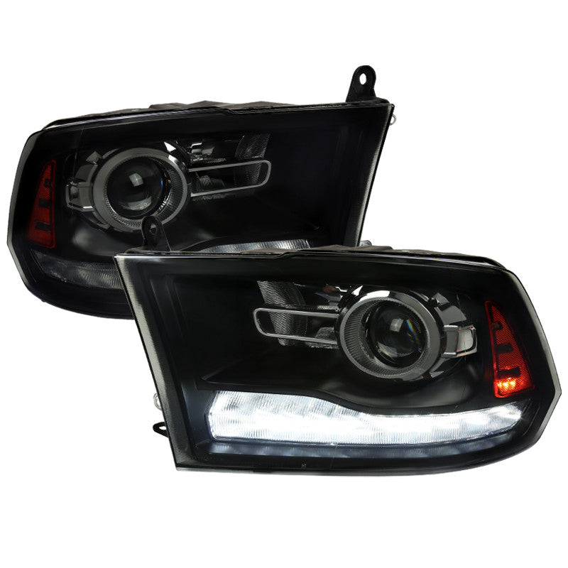 Spec-D 09-18 Ram 1500 2500 3500 Headlights Sequential LED Bar Smoked
