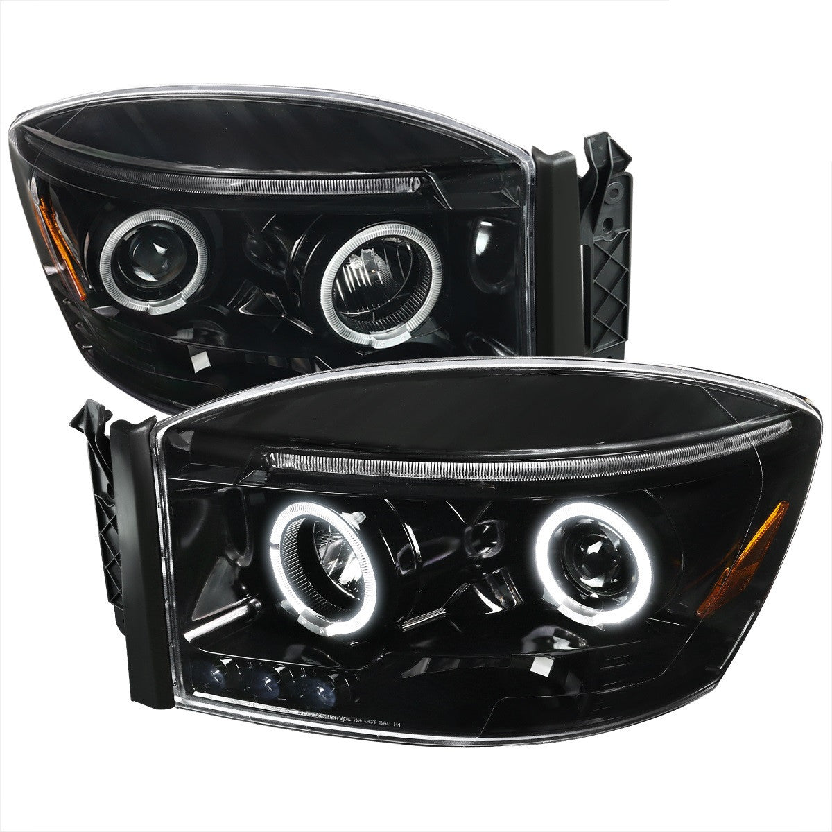 Spec-D 06-08 Dodge Ram 1500 Halo Projector Headlights Black