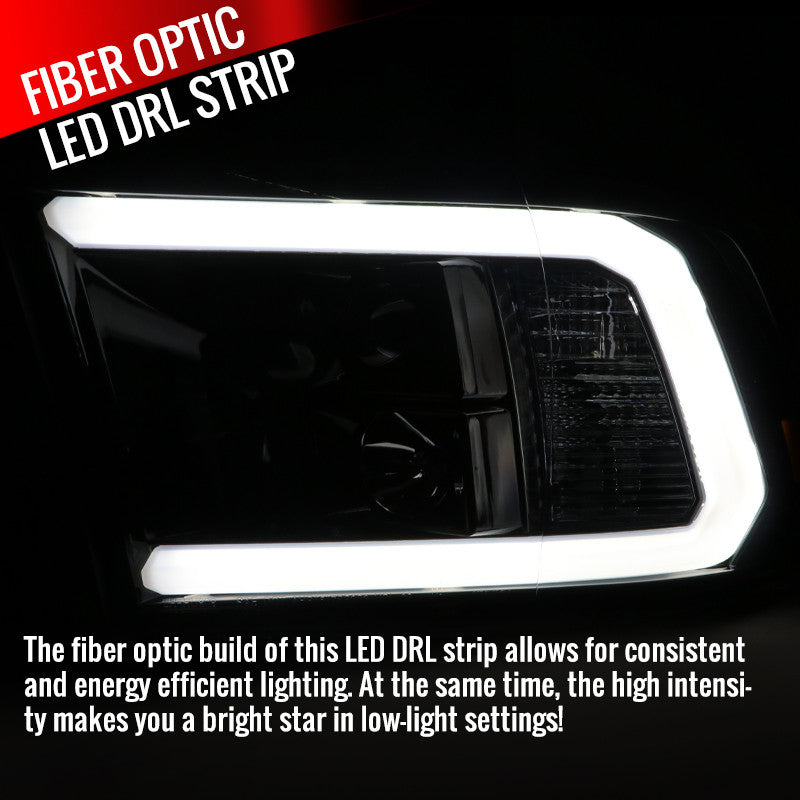 Spec-D 09-18 Dodge Ram 1500 LED Bar Projector Headlights Black/Smoked