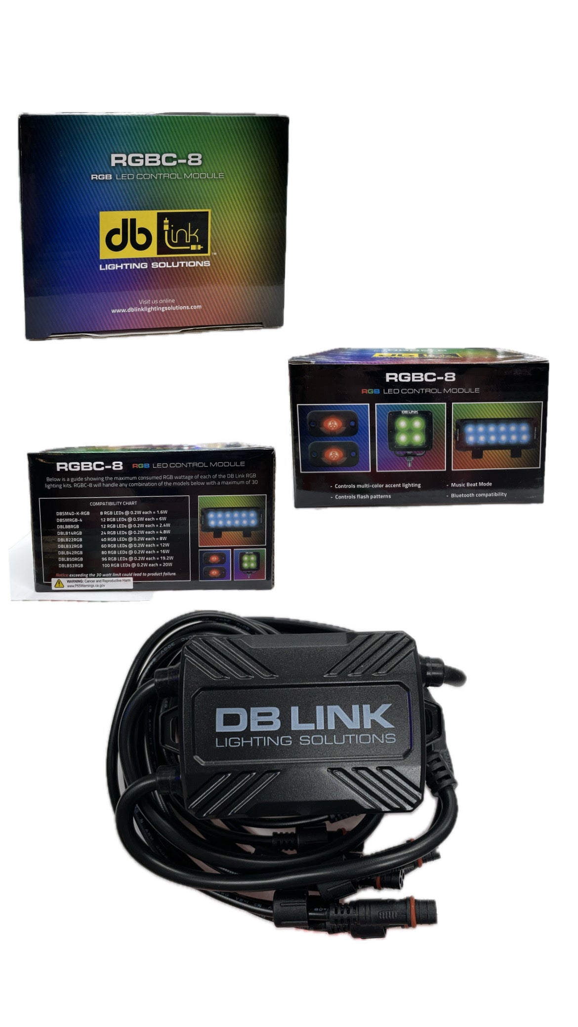 db drive RGBC-8, Eight Output Bluetooth RGB Controller. Made to work with all drive drive towers and Rocklights.