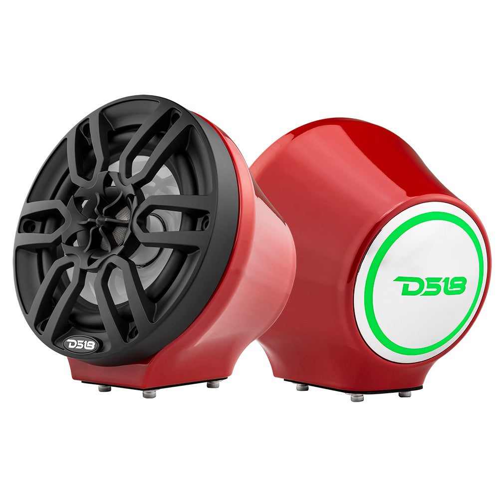 DS18 6.5” Universal Flat Mount Kick Panel Speaker Pod – Jet Skis, Jeeps, Motorcycles – RGB LED Lights