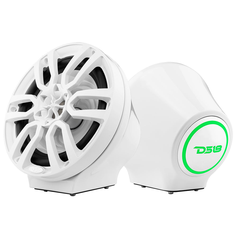 DS18 8” Universal Flat Mount Kick Panel Speaker Pod – Jet Skis, Jeeps, Motorcycles – RGB LED Lights