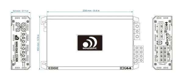 Massive audio EX44 - 100 Watts RMS x 4 @ 4 Ohm 4 Channel Amplifier