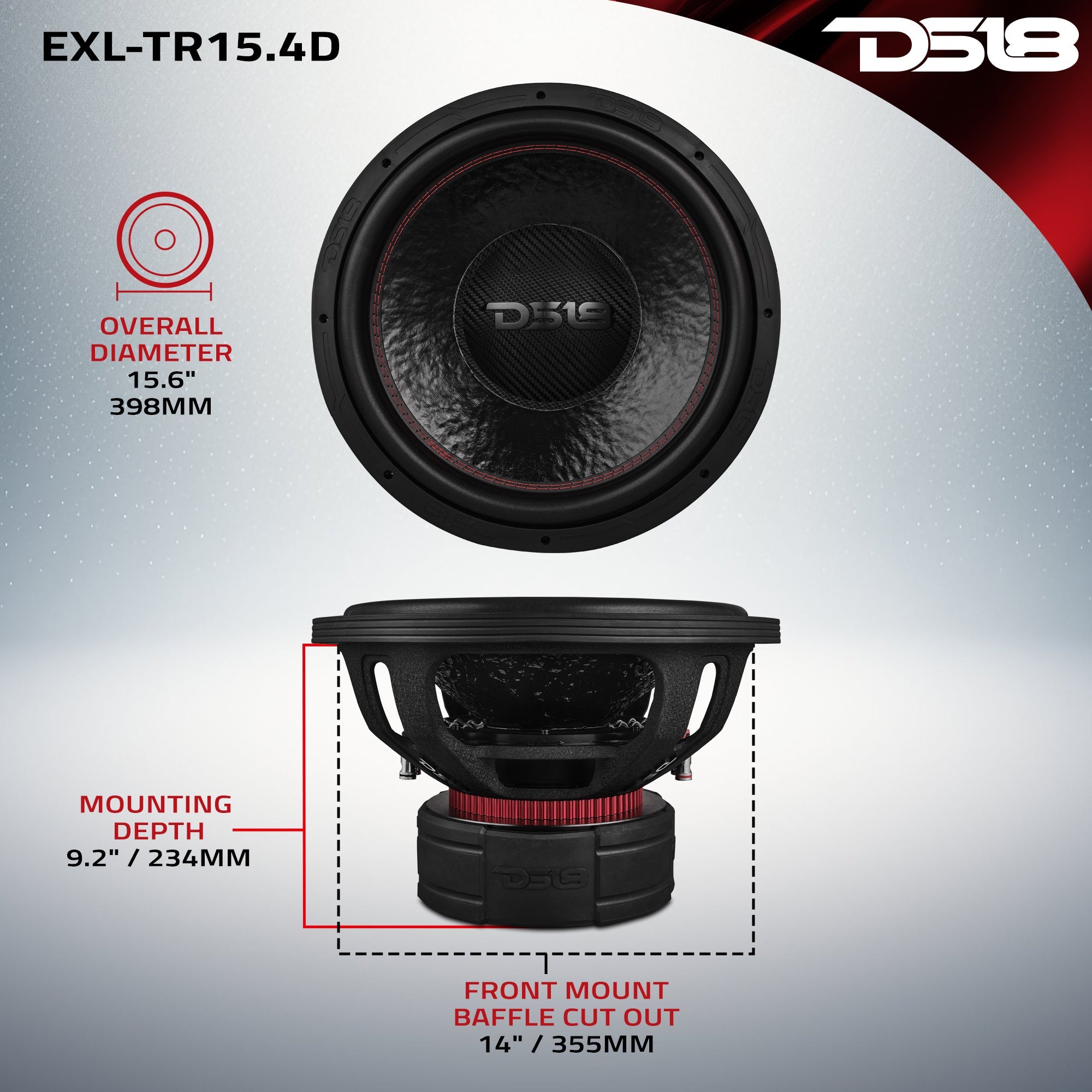 EXL 15” Subwoofer Triple Stack with Reinforced Cone 2500 Watts RMS 4