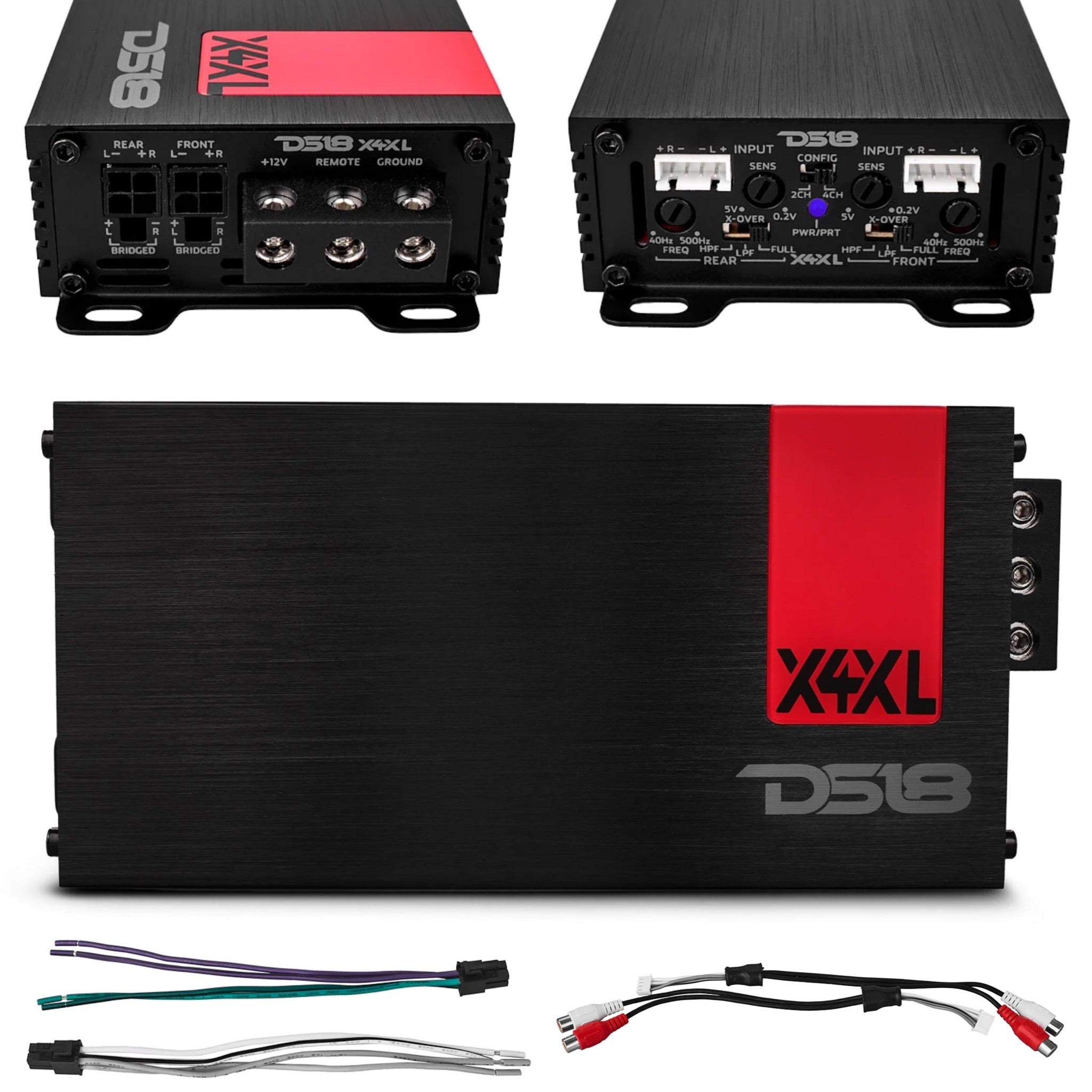 DS18 X4XL Ultra Compact Amplifier - 4 Channel, Full Range, Class D, 1800 Watts - Ultra Small amp for motorcycles