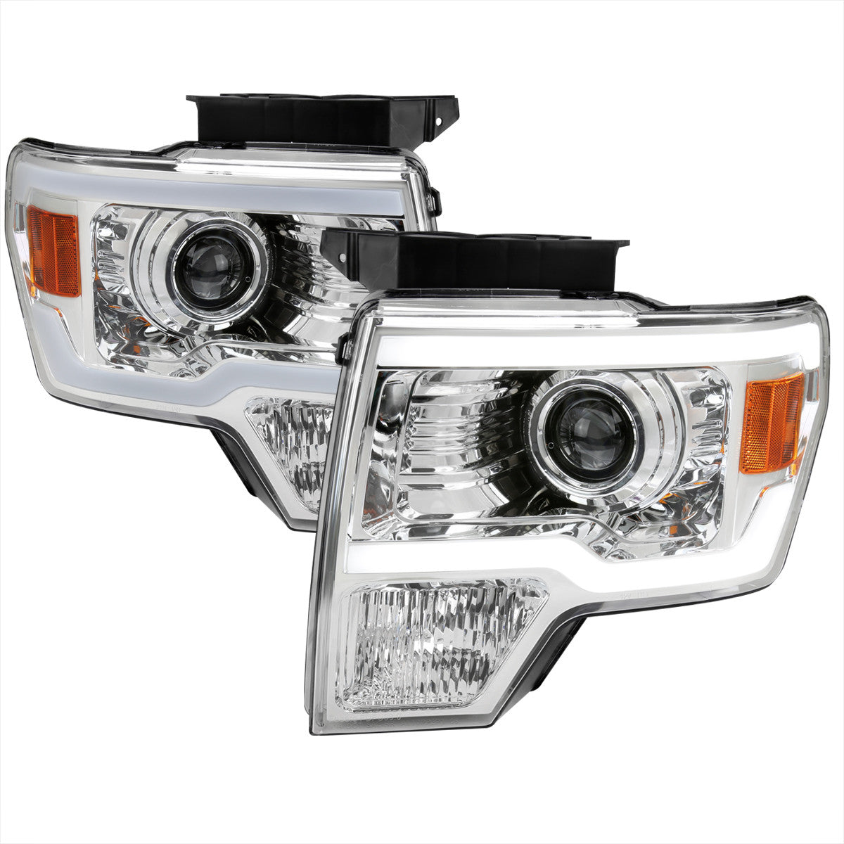 Spec-D 09-14 Ford F150 LED Strip Headlights Chrome/Clear