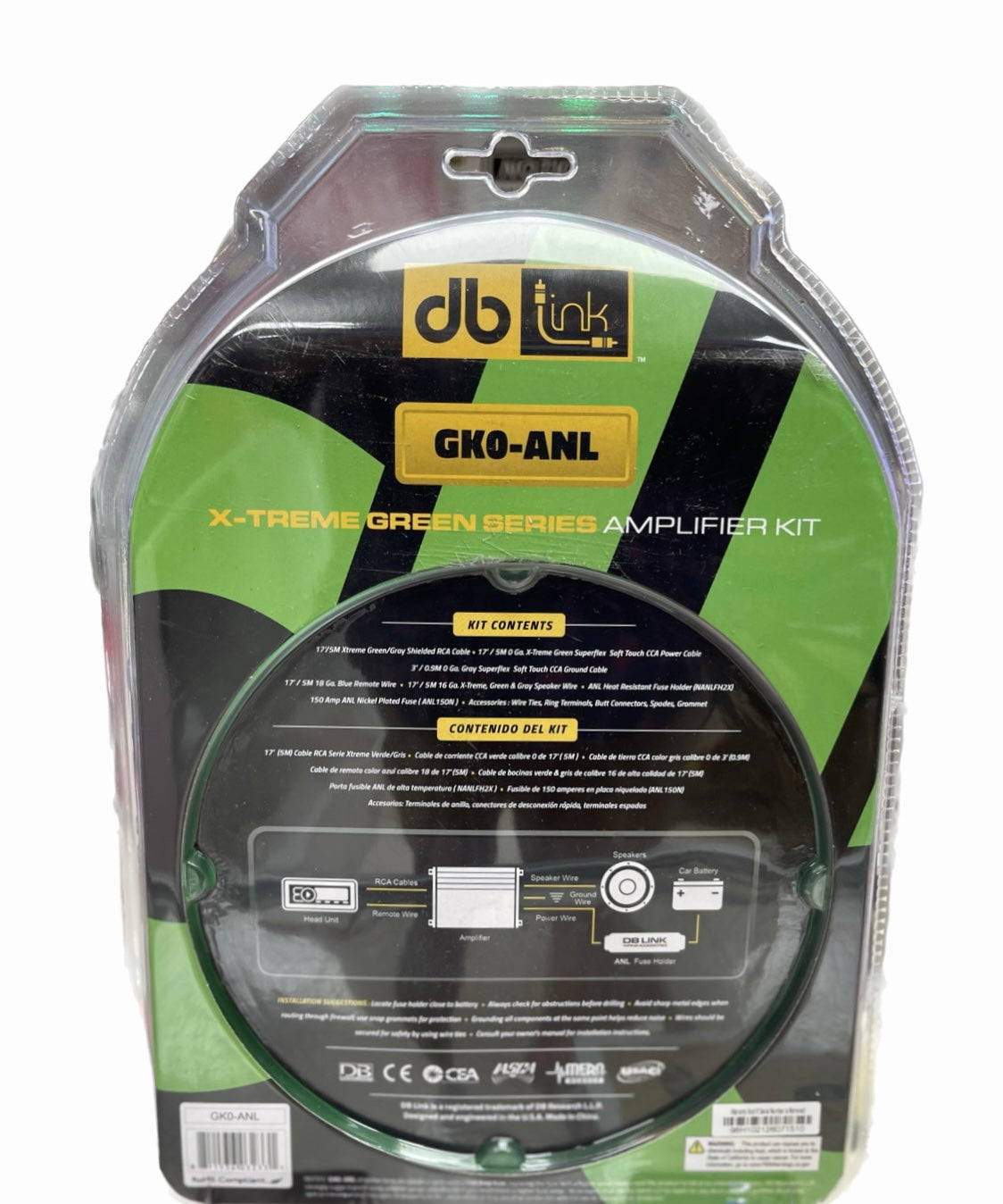 db drive GK0-ANL 0 Gauge X-TREME Green Series Amplifier Kit