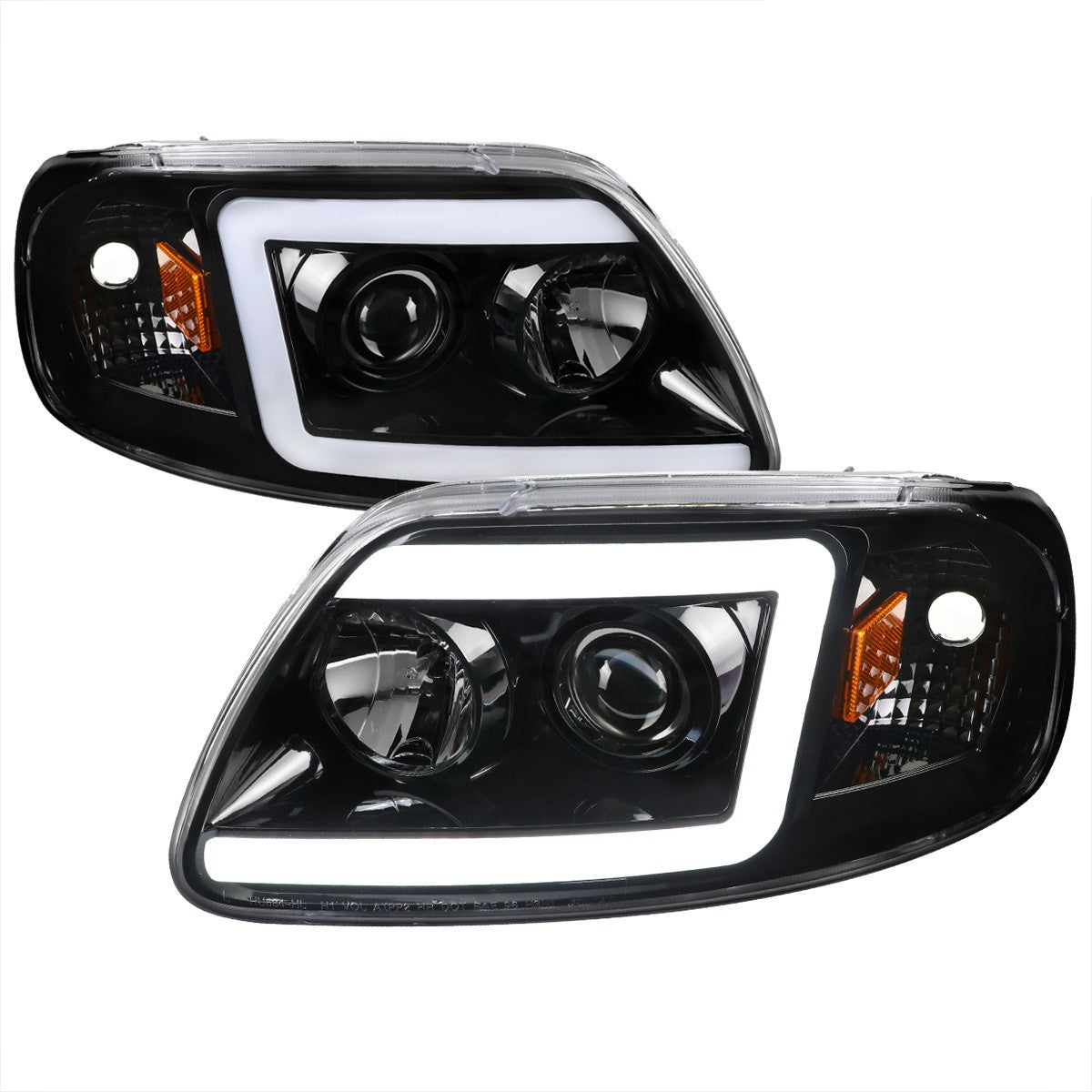 Spec-D 97-04 F-150/Expedition Headlights LED C-Bar Black/Clear