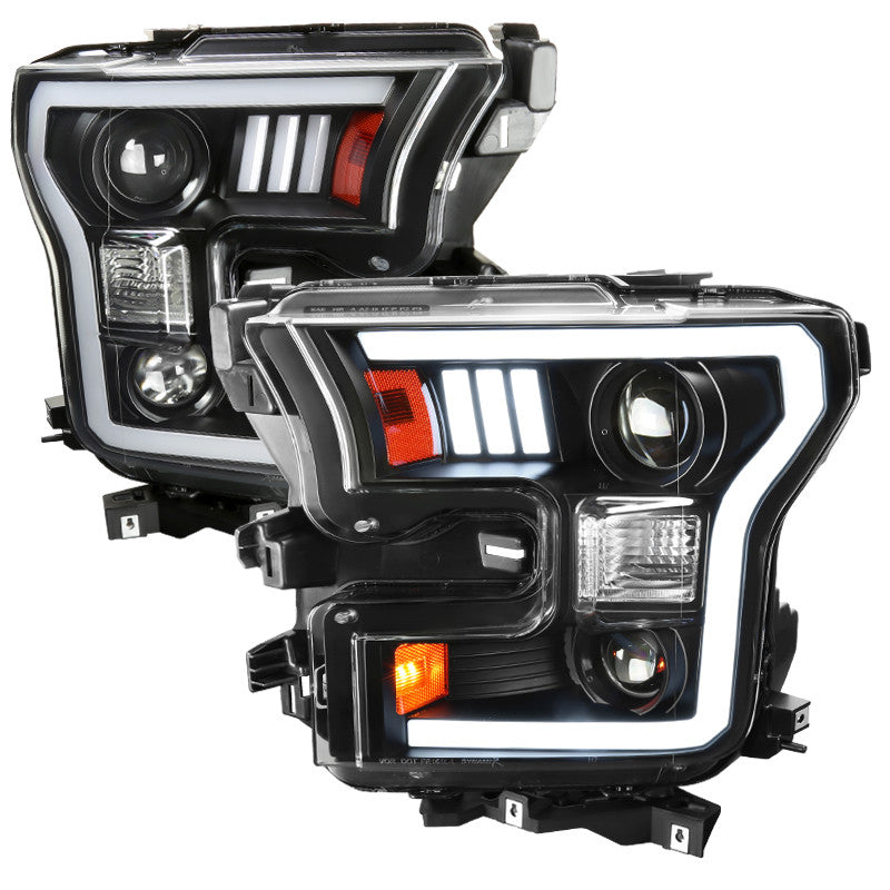 Spec-D 15-17 Ford F150 Projector Headlights Black Halogen