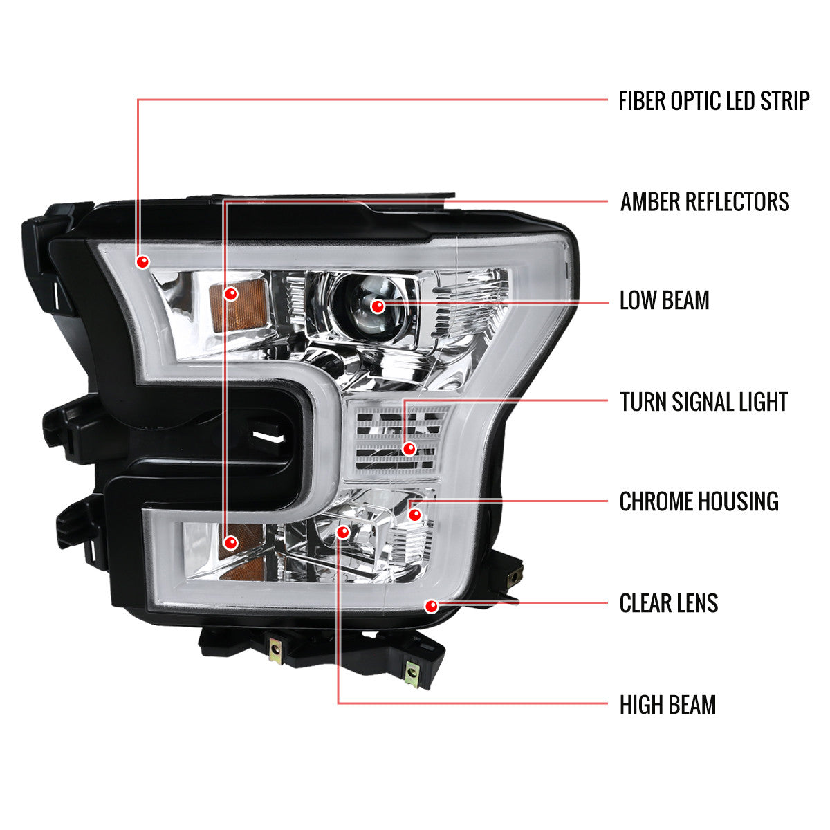 Spec-D 15-17 Ford F-150 Projector Headlights Chrome/Clear Halogen