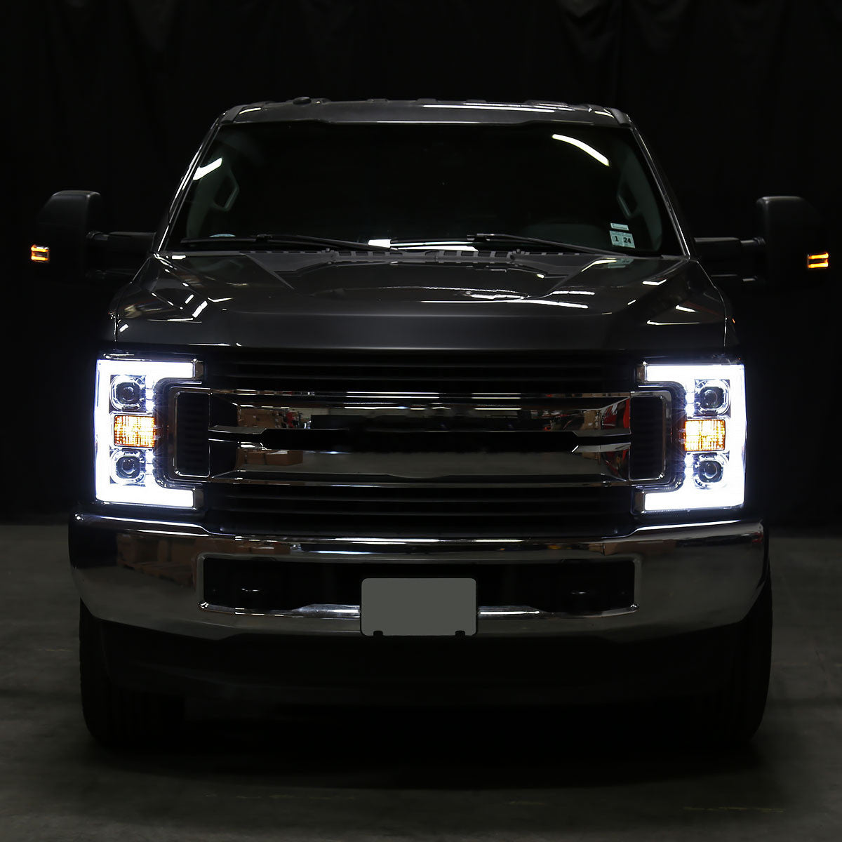 Spec-D 17-19 Ford F250 Projector Headlights LED Bar Chrome