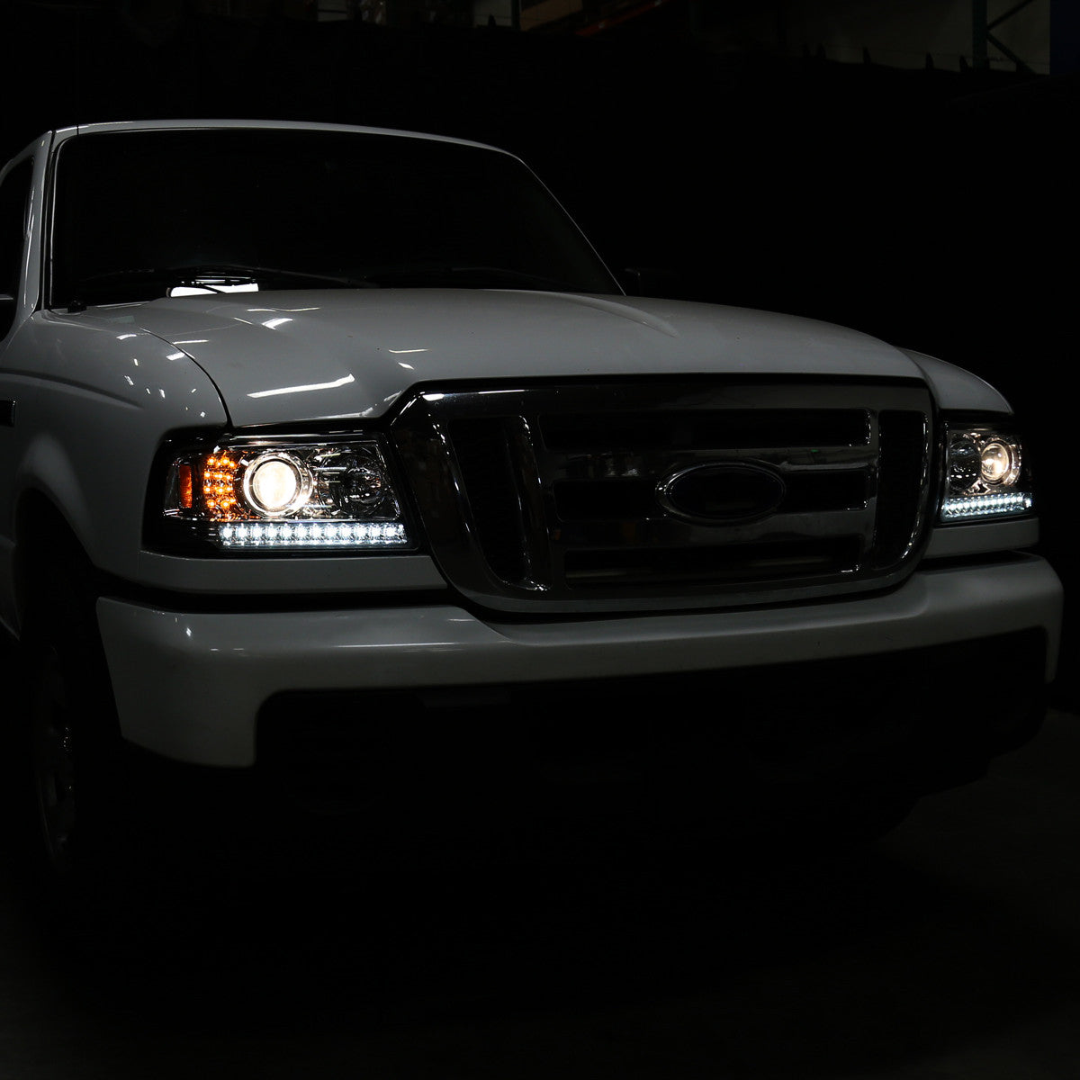 Spec-D 01-11 Ford Ranger Headlights LED Strip Projector Chrome