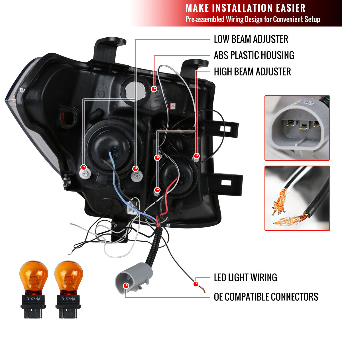 Spec-D 05-08 Frontier Pathfinder Projector Headlights Chrome