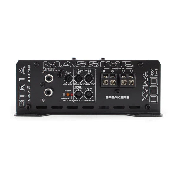 Massive audio GTR1A - 1060 Watt RMS @ 1 Ohm Mono Block GT Series Full Range Amplifier With Bass Remo