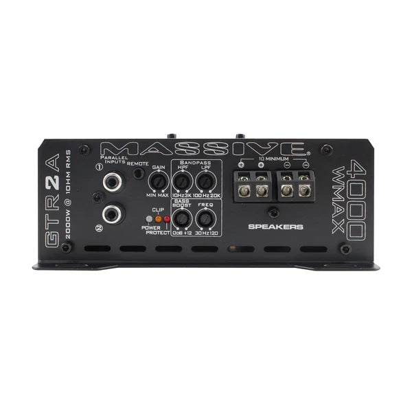 Massive audio GTR2A - 2030 Watt RMS @ 1 Ohm Mono Block GT Series Full Range Amplifier With Bass Remote