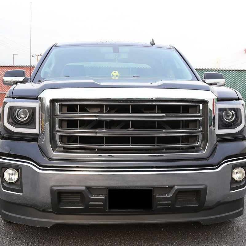 Spec-D 14-19 GMC Sierra LED Bar Projector Headlights Black/Clear