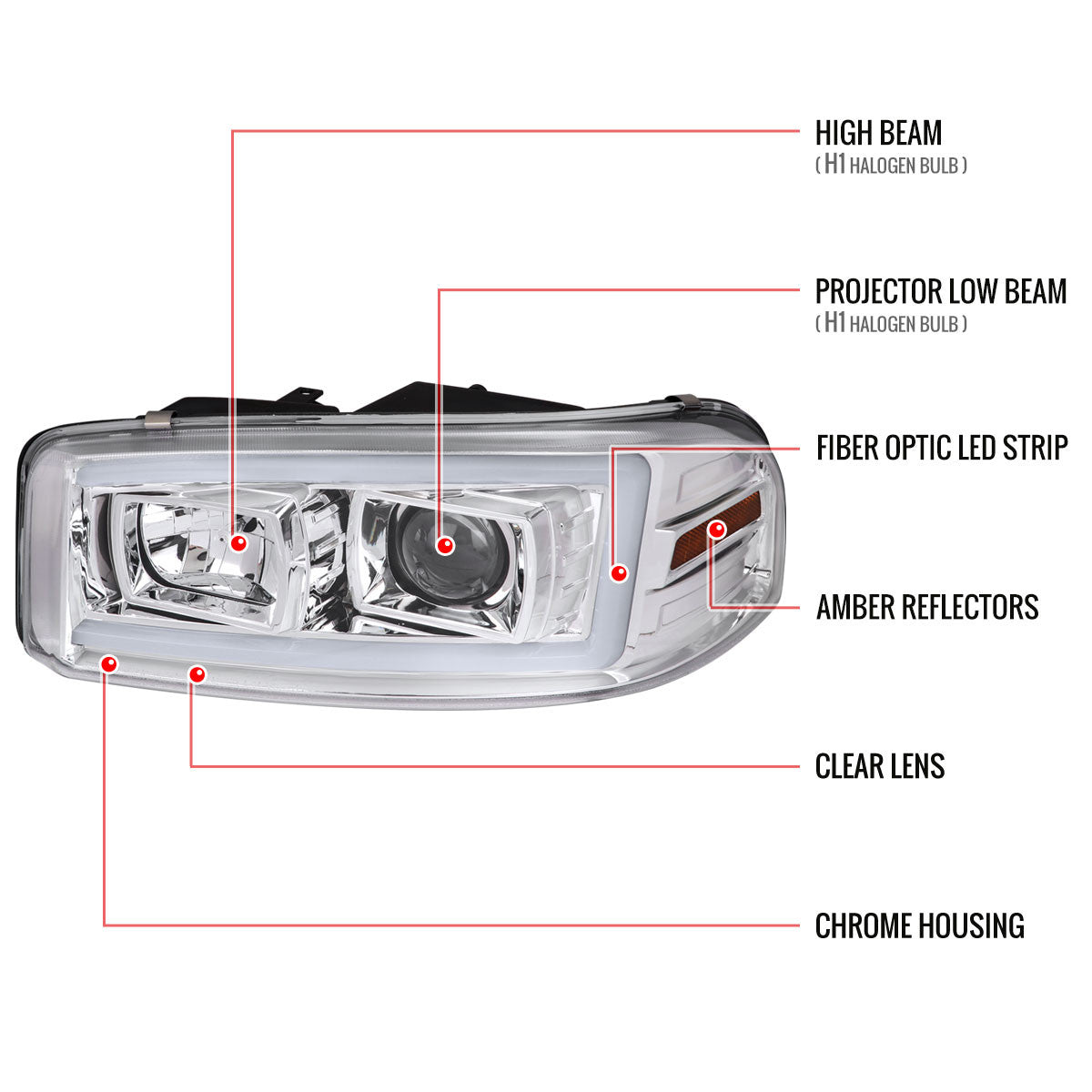Spec-D 00-06 GMC Yukon Denali Projector Headlights Chrome/Clear