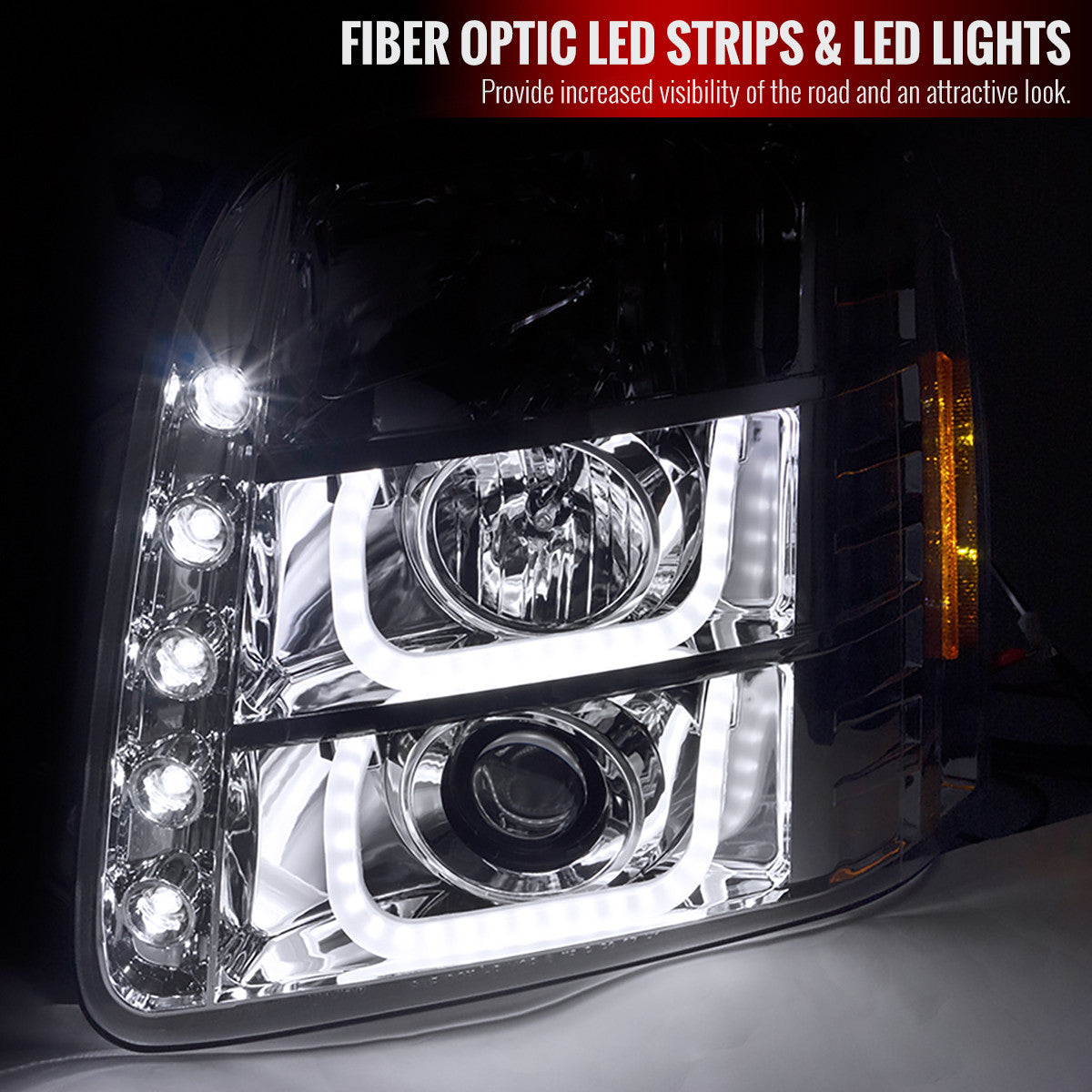 Spec-D 07-14 GMC Yukon Denali U-Shape Projector Headlights Chrome