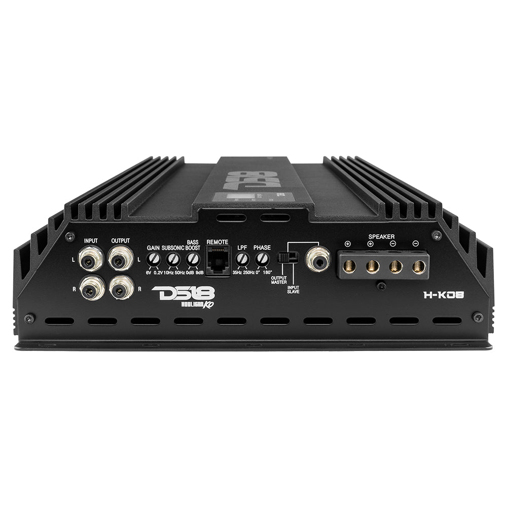 DS18 HOOLIGAN KO 1-Channel Amplifier with Voltmeter 8000 Watts Rms @ 1-Ohm Made In Korea Black