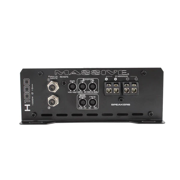 Massive audio H1000 - 1050 Watt RMS @ 1 Ohm Mono Block Hippo Series Amplifier with Bass Remote