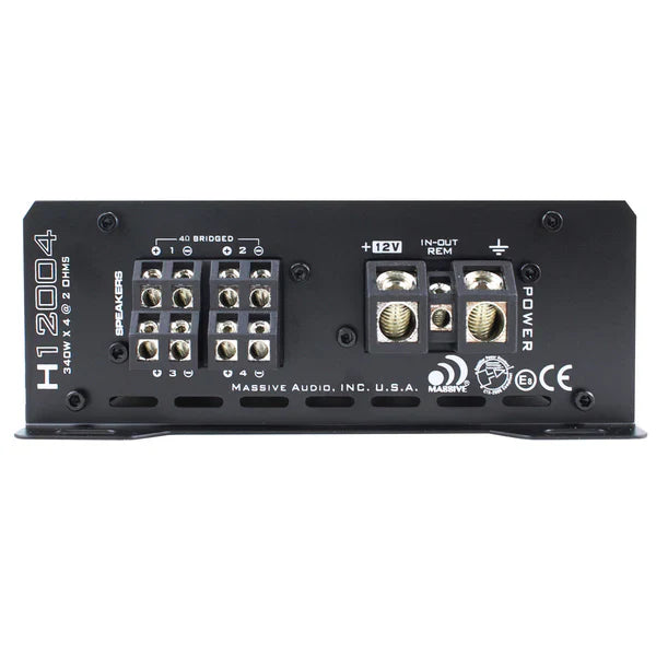 Massive audio H12004 - 200 Watts RMS x 4 @ 4 Ohm 4 Channel Amplifier
