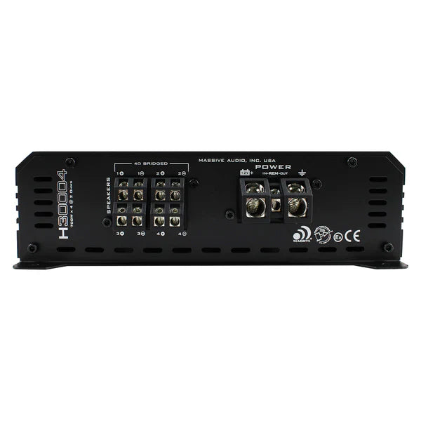 Massive audio H30004 - 500 Watts RMS x 4 @ 4 Ohm 4 Channel Amplifier