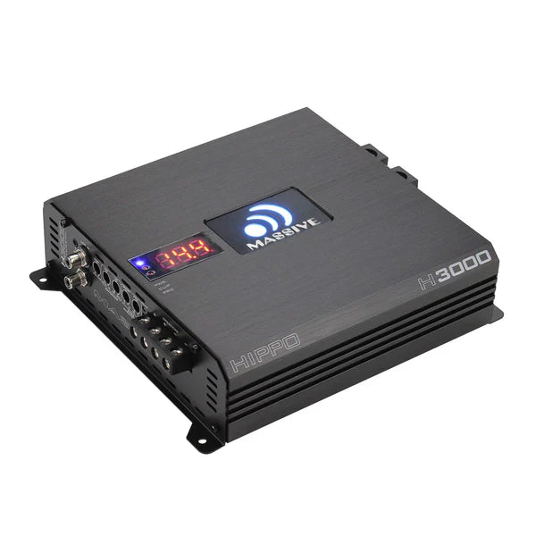 Massive audio H3000 - 3000 Watts RMS @ 1 Ohm Mono Block Hippo Series Amplifier with Bass Remote