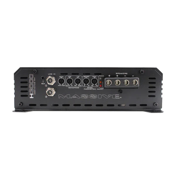 Massive audio H3000 - 3000 Watts RMS @ 1 Ohm Mono Block Hippo Series Amplifier with Bass Remote