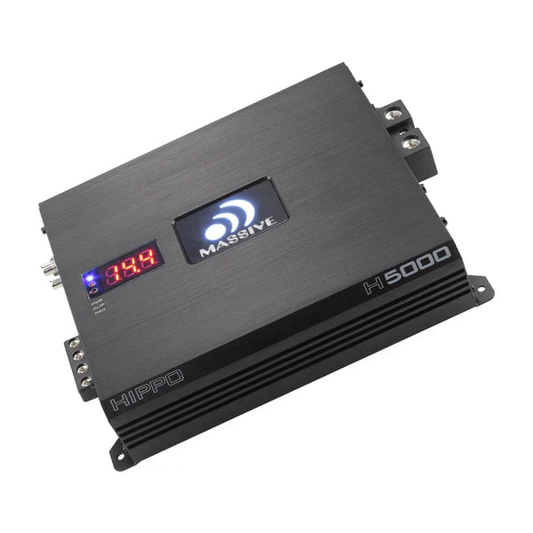 Massive audio H5000 - 5000 Watt RMS @ 1 Ohm Mono Block Hippo Series Amplifier with Bass Remote