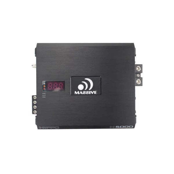 Massive audio H5000 - 5000 Watt RMS @ 1 Ohm Mono Block Hippo Series Amplifier with Bass Remote