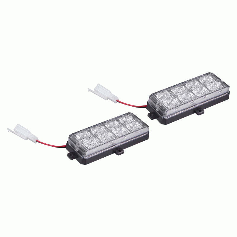 White Grille Strobe Light Kit - 8 LED, 2-Pack - HE-MUSTR-G2W