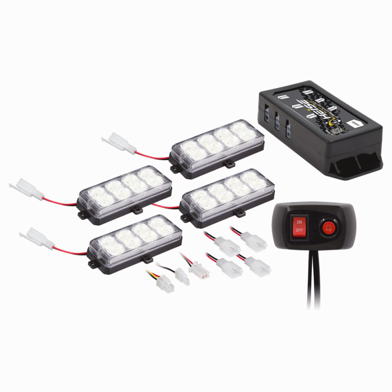 White Grille Strobe Kit - 8 LED, 4-Pack - HE-MUSTR-GRW