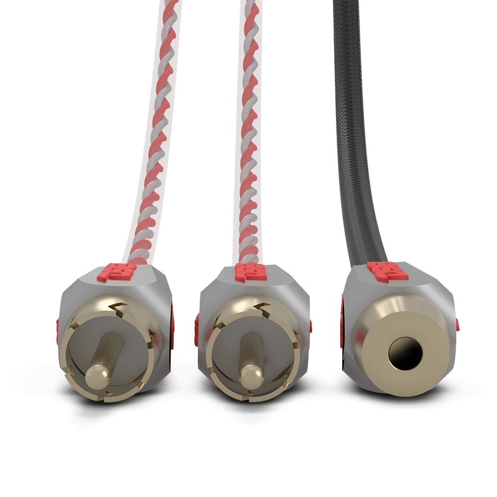 Level 3 100% OFC RCA Y Connector 1 Female to 2 Male Black + Red Kit