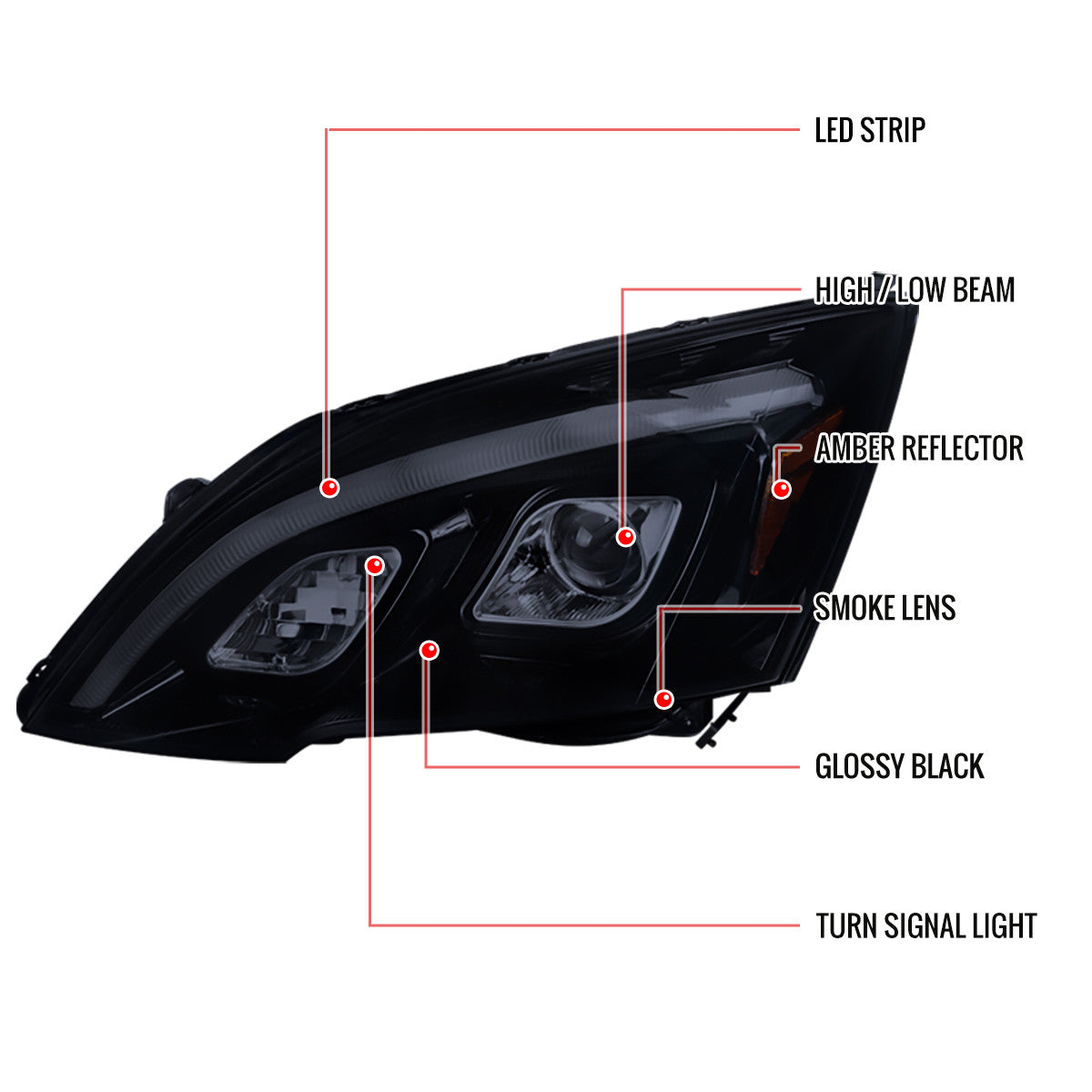 Spec-D 07-11 Honda CR-V LED Bar Projector Black Headlights Smoked