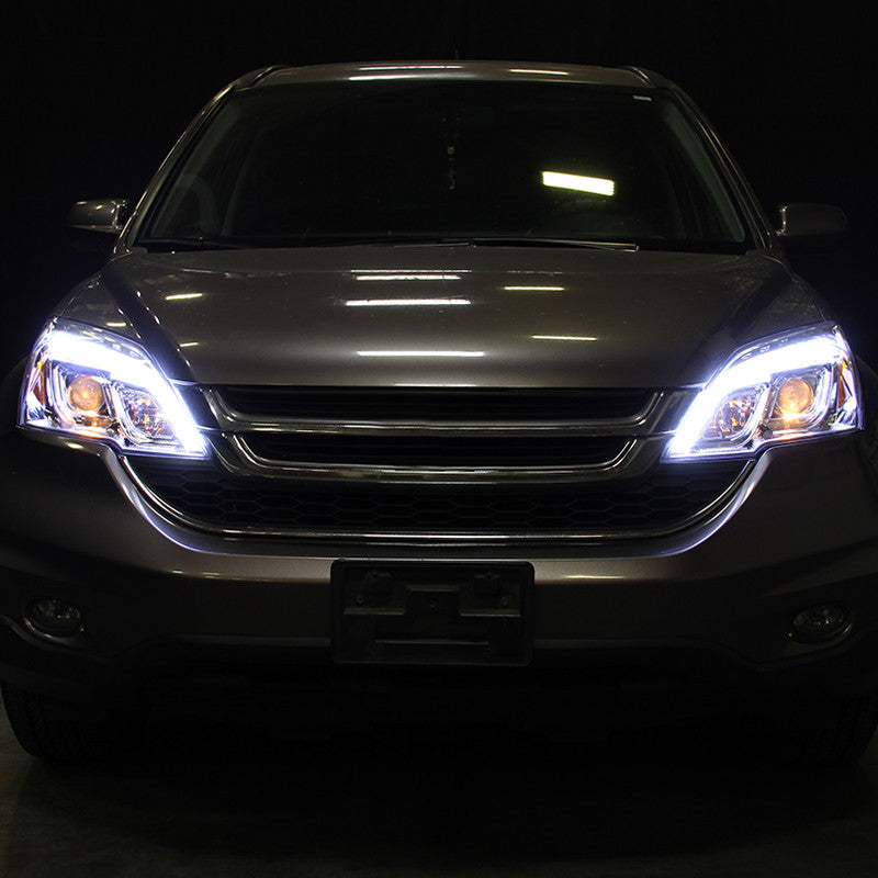 Spec-D 07-11 Honda CR-V LED Bar Projector Headlights Chrome