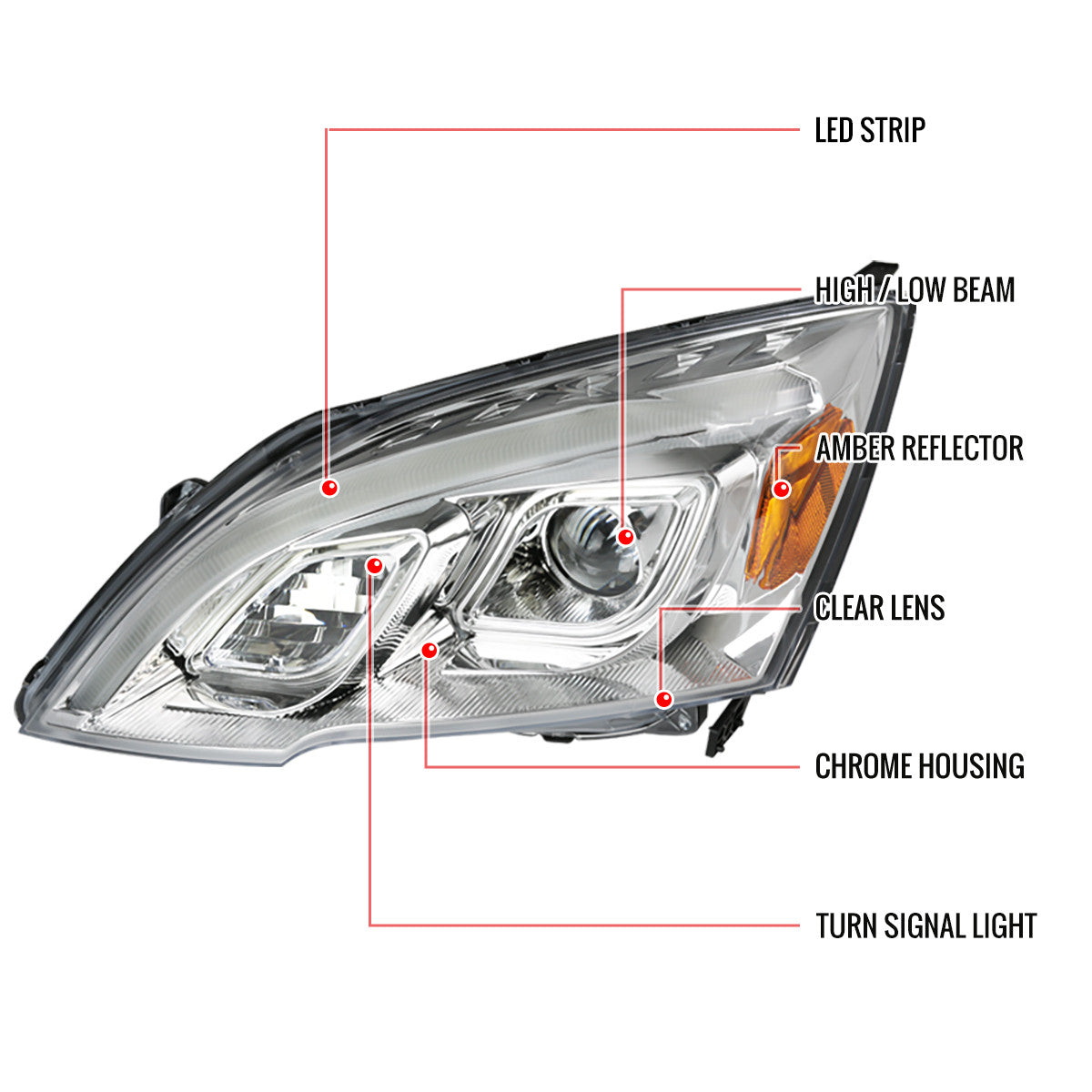 Spec-D 07-11 Honda CR-V LED Bar Projector Headlights Chrome