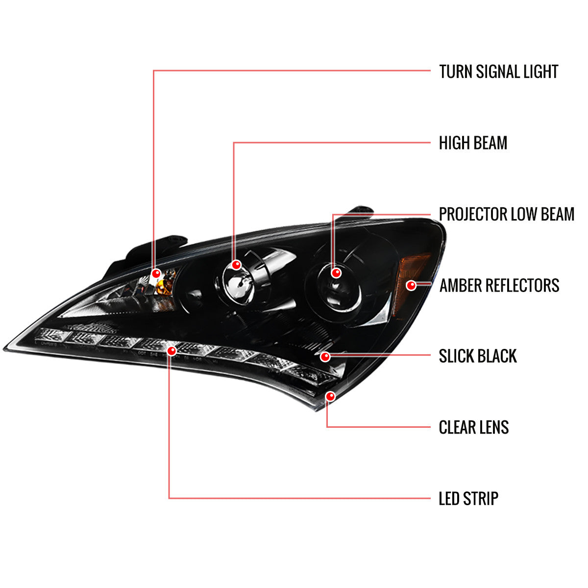 Spec-D 10-12 Hyundai Genesis 2DR Projector Headlights Black