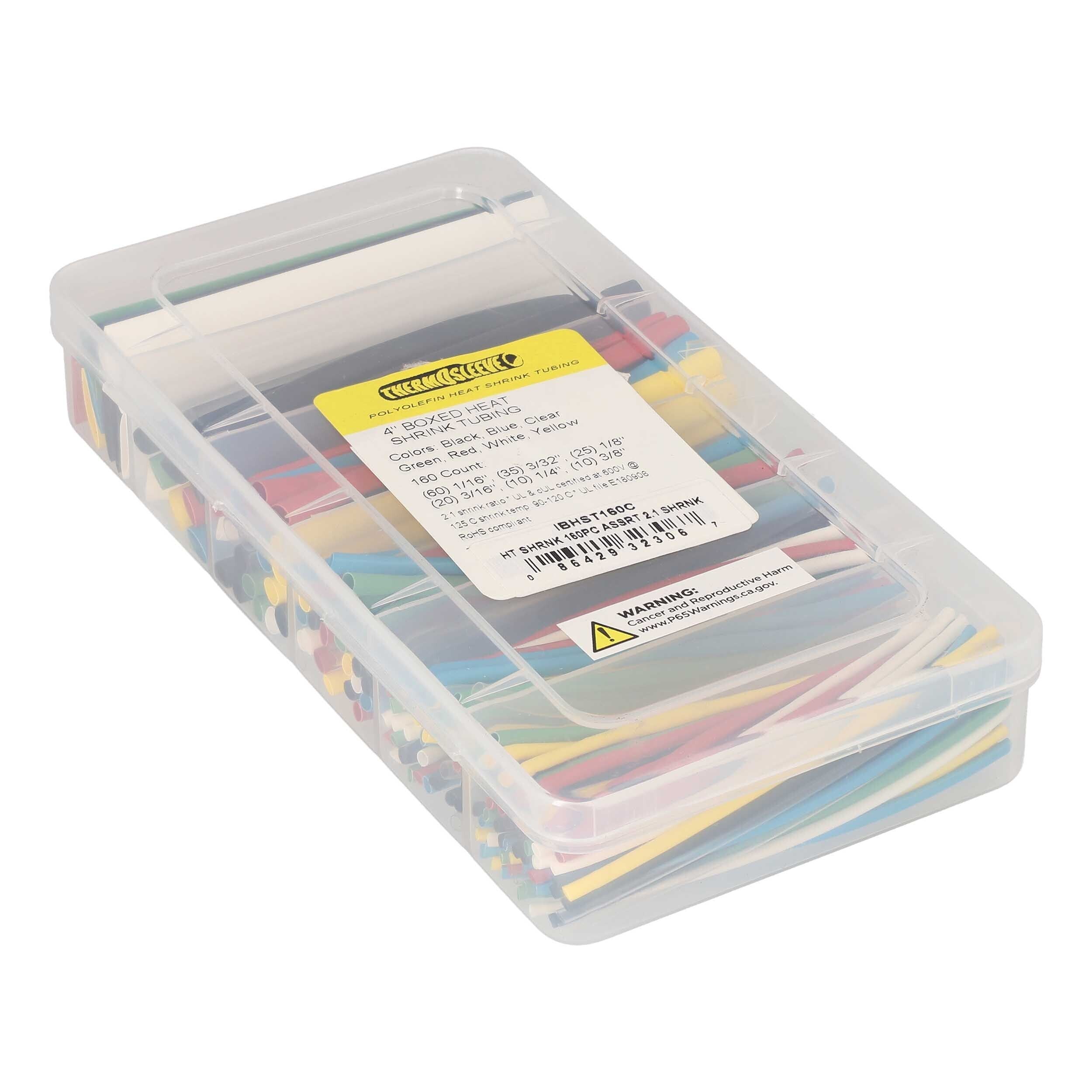 Install bay IBHST160C Heat Shrink Tubing Kit - 160 Pc 4 in 2:1 - Assorted Colors