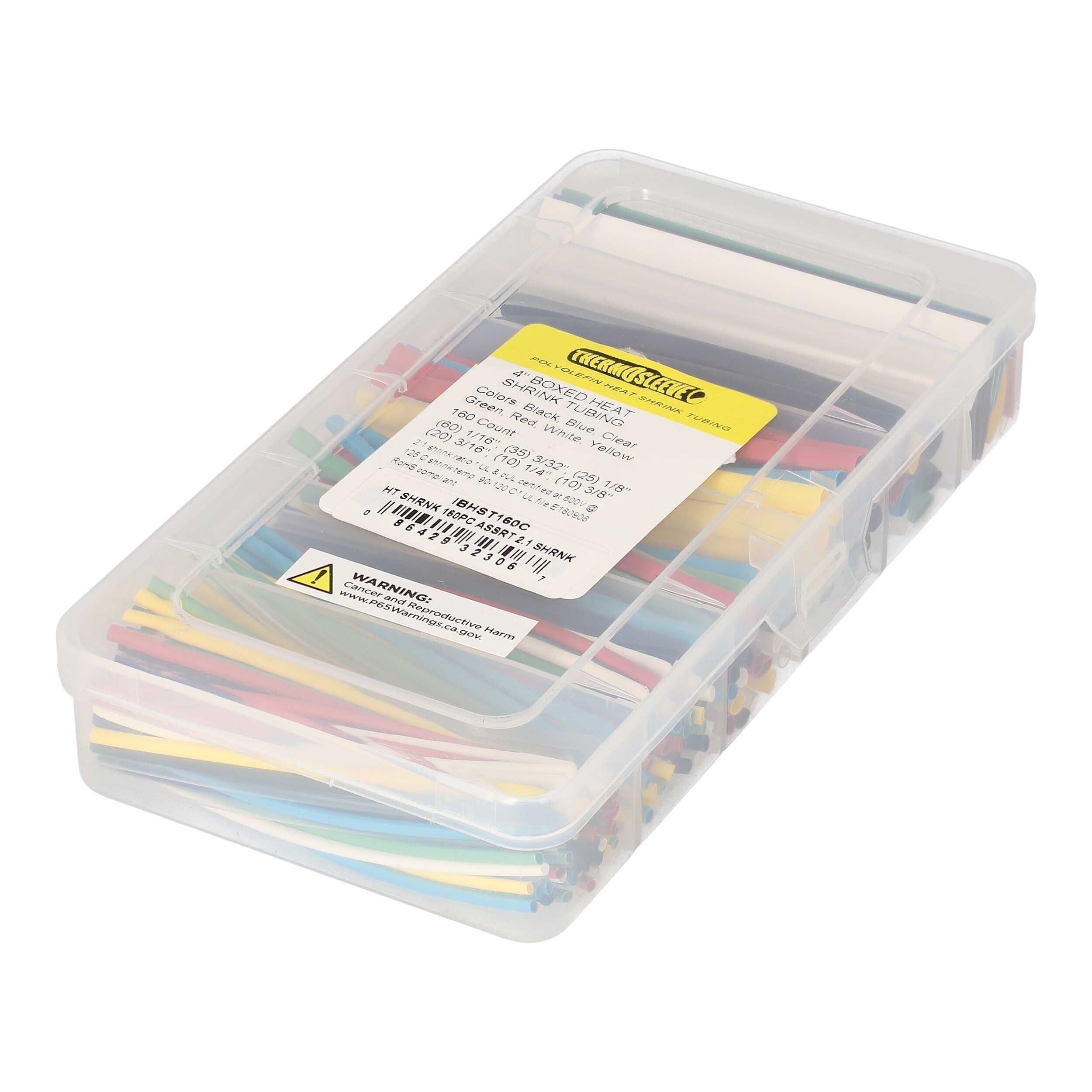 Install bay IBHST160C Heat Shrink Tubing Kit - 160 Pc 4 in 2:1 - Assorted Colors