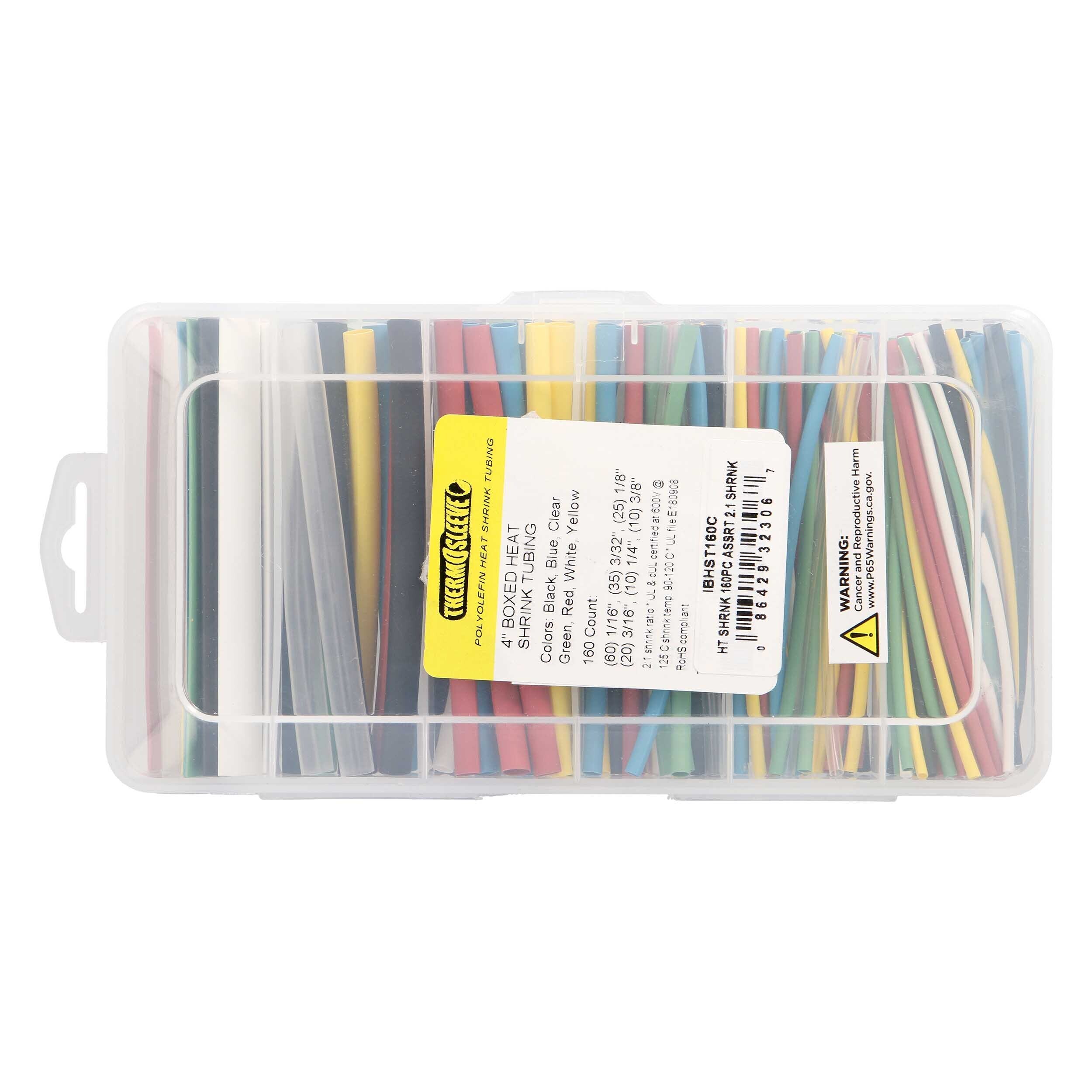 Install bay IBHST160C Heat Shrink Tubing Kit - 160 Pc 4 in 2:1 - Assorted Colors