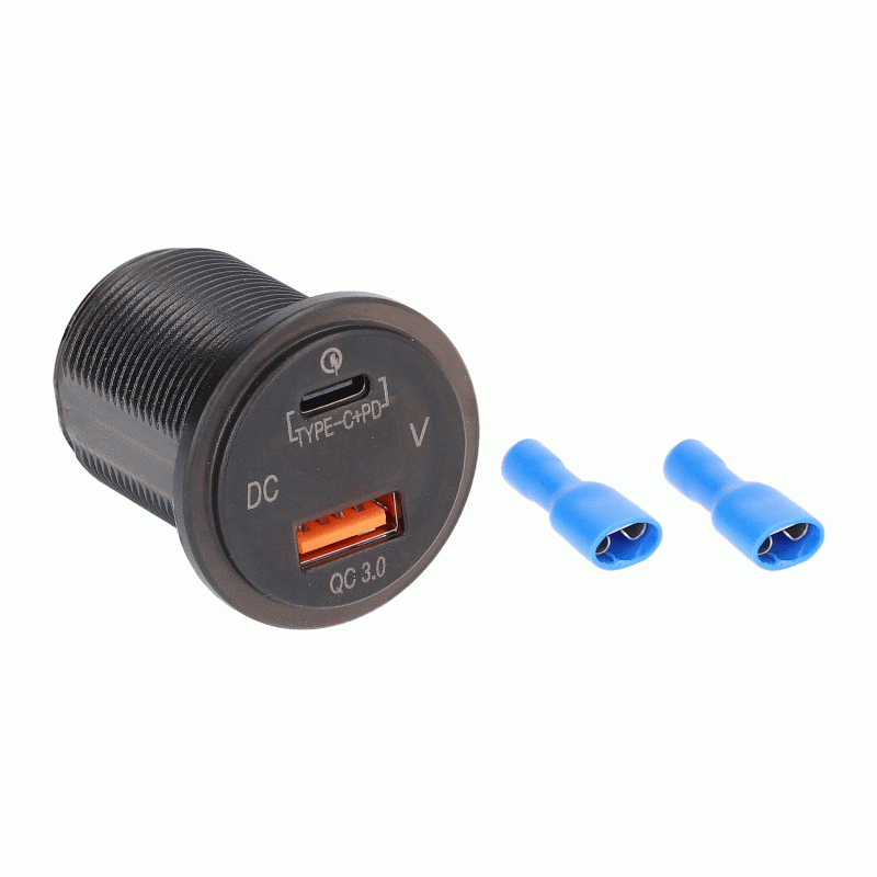 IBR117 Type C + USB 3.0 4X Charge + Voltmeter Flush Mount
