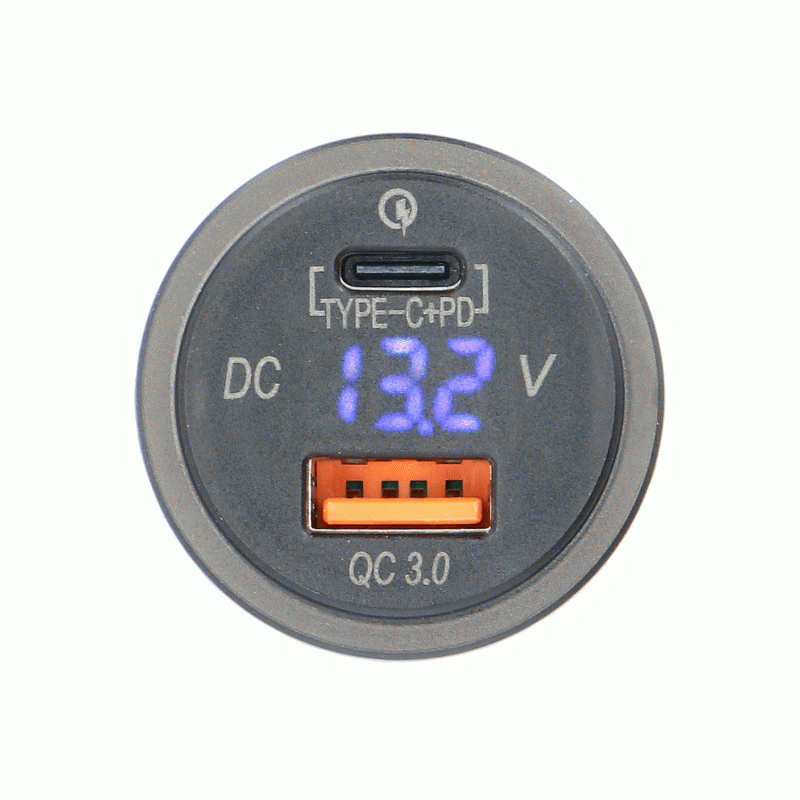 IBR117 Type C + USB 3.0 4X Charge + Voltmeter Flush Mount