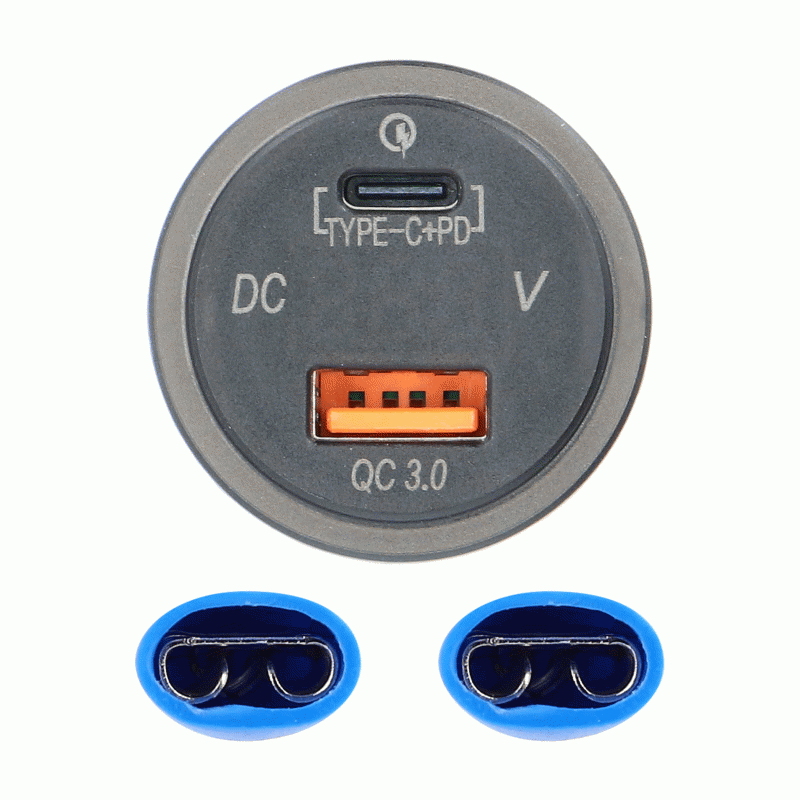 IBR117 Type C + USB 3.0 4X Charge + Voltmeter Flush Mount