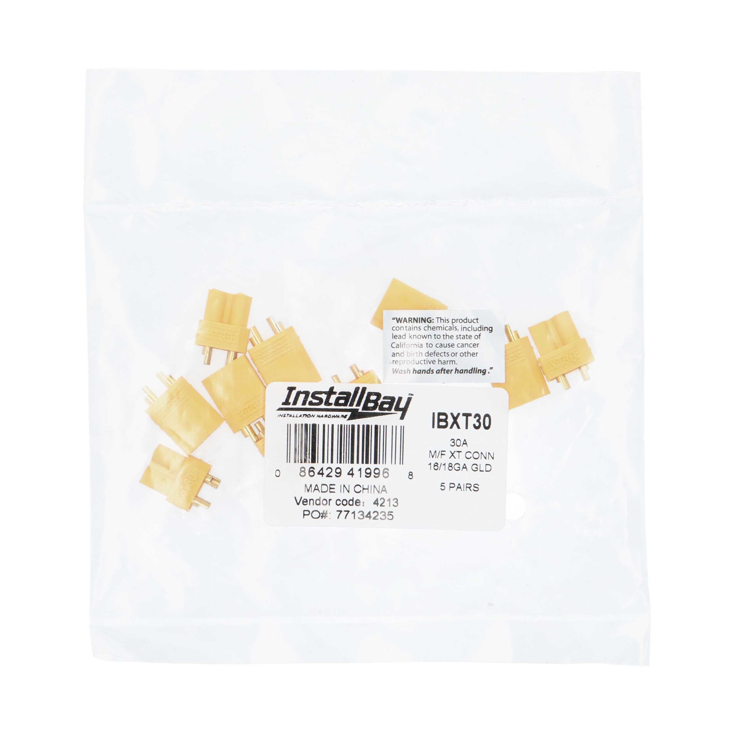 Install bay IBXT30 XT Connector 30A 16 - 18 GA
