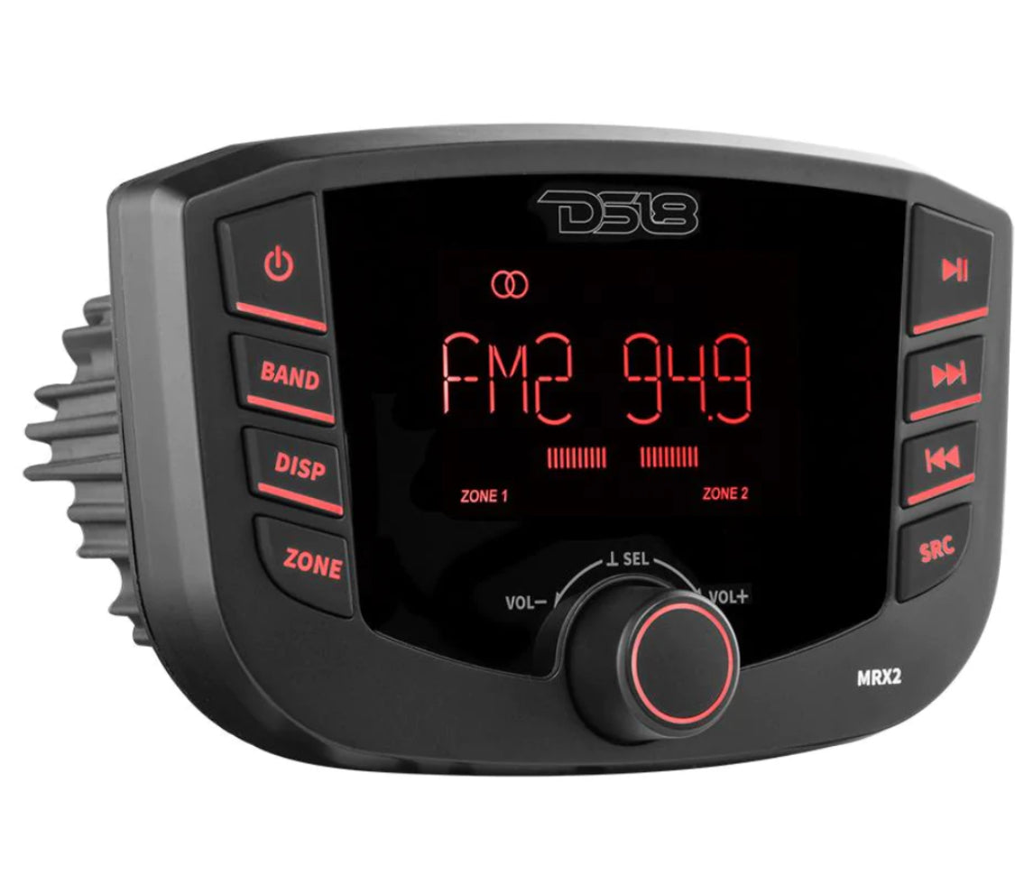 DS18 HYDRO MRX2 Marine Headunit LCD screen , 2 Zones, 4 volts Output, RGB LED Lights, Bluetooth, RDS 4X40 Watts