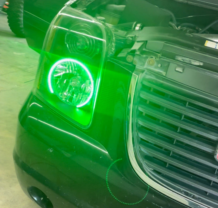 2007 - 2013 GMC Yukon Headlights with RGB Color Changing Halos Pre-Built Headlights Assemby