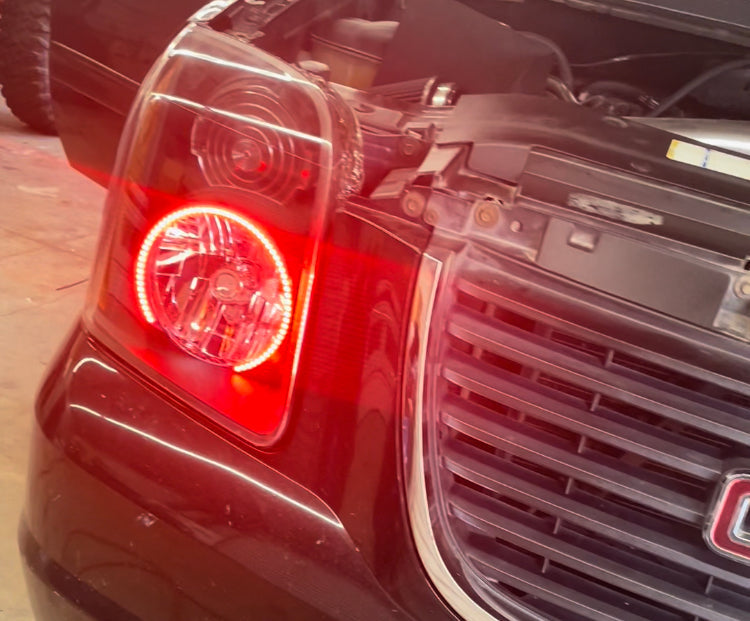 2007 - 2013 GMC Yukon Headlights with RGB Color Changing Halos Pre-Built Headlights Assemby